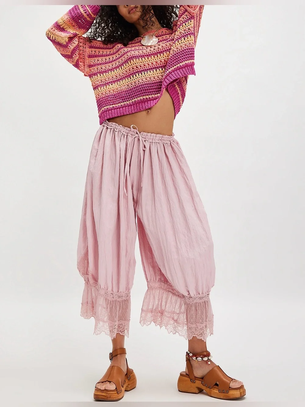 NWT Free People Madelyn Pullover - pink confetti combo - large